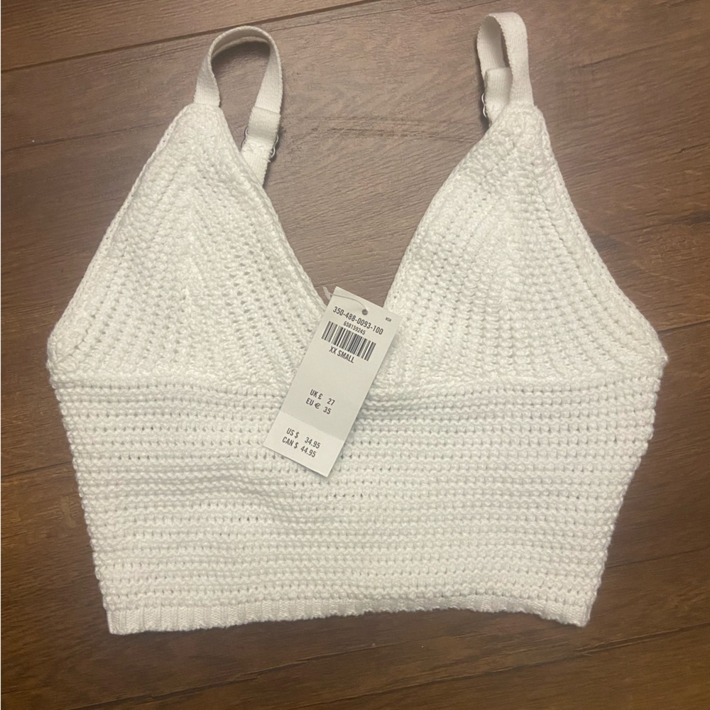 Hollister White Knit Crop Top XXS
